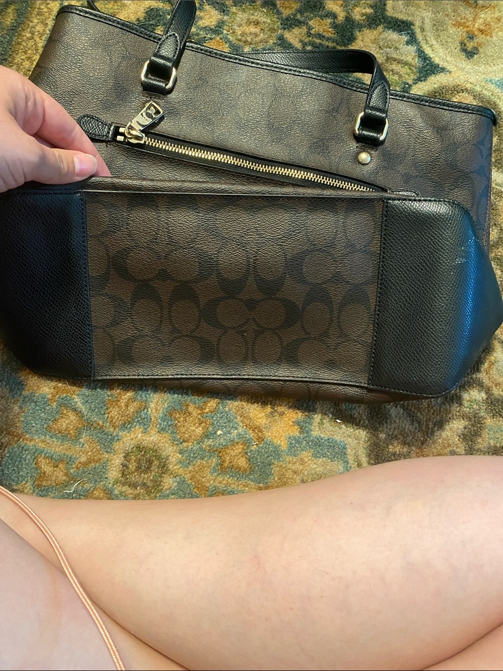 Coach Dark Brown Signature Canvas Tote with Black Straps - Picture 5 of 5
